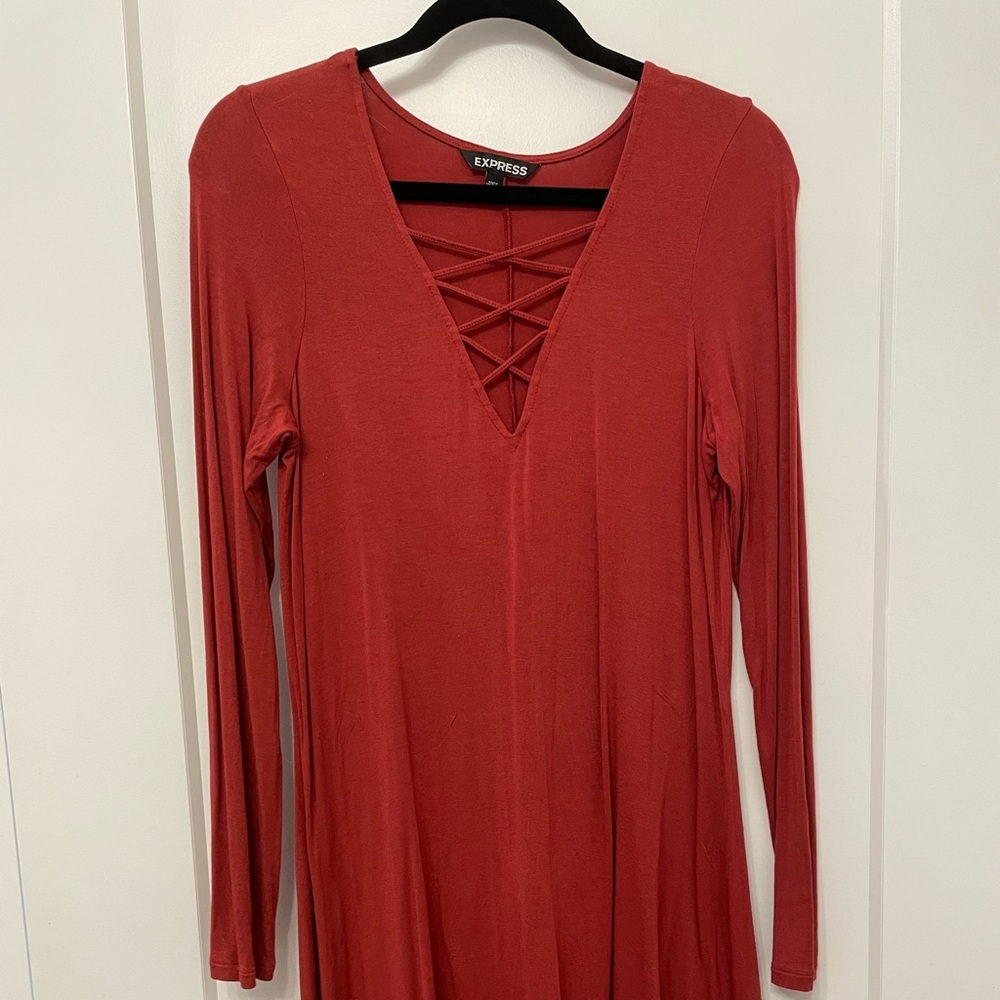Burnt orange shift dress